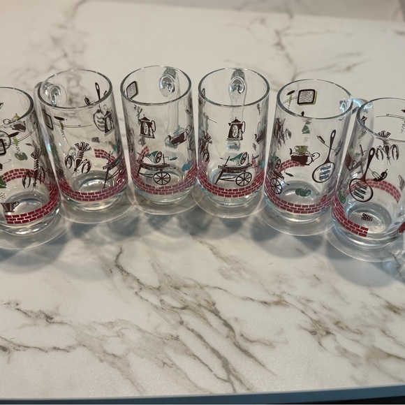 Hazel-Atlas Other - Vintage Hazel Atlas Americana BBQ Glass Mug Set (6)